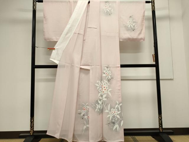 平和屋着物*夏物 訪問着 絽 手描き 草花文 暈し染め 正絹 逸品 CABK0856ou