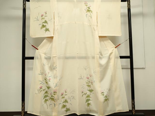 平和屋着物*夏物 訪問着 絽 草花文 銀彩 正絹 逸品 CABK0860ou