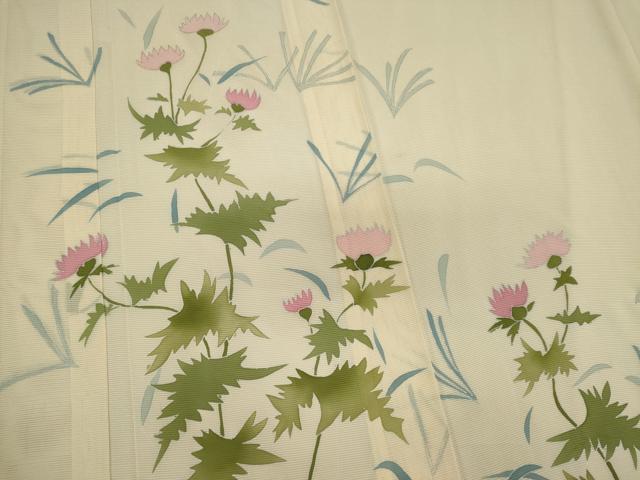 平和屋着物*夏物 訪問着 絽 草花文 銀彩 正絹 逸品 CABK0860ou