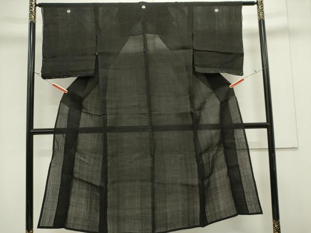 平和屋着物*夏物 上布 黒色 黒地 麻 逸品 CABK0862ou