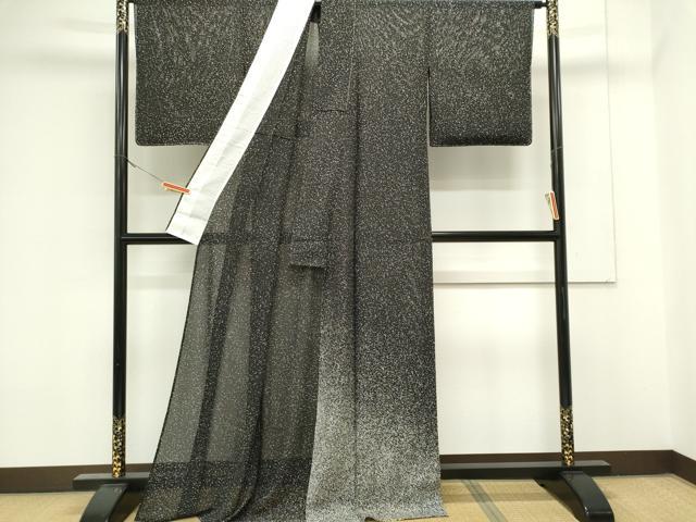 平和屋着物*夏物 訪問着 絽 霞文 たたき染め 黒地 正絹 逸品 CABK0866ou