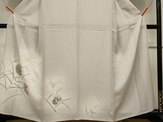 平和屋着物*夏物 訪問着 縦絽 手描き 草花丸文 暈し染め 正絹 逸品 CABK0867ou