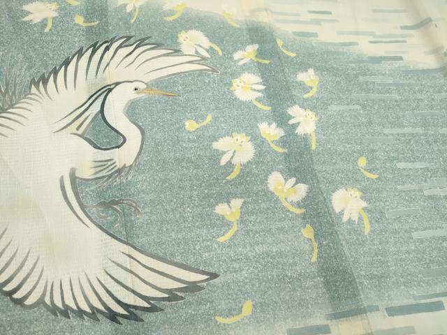 平和屋着物*夏物 京友禅作家 堺映祥 訪問着 紗 花鳥文 正絹 逸品 CABK0875ou