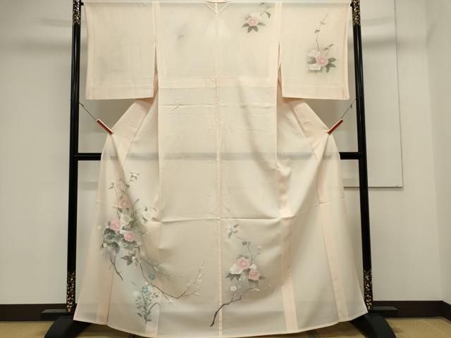平和屋着物*夏物 訪問着 絽 友禅 枝花文 暈し染め ますいわ屋扱い 正絹 逸品 CABK0878ou