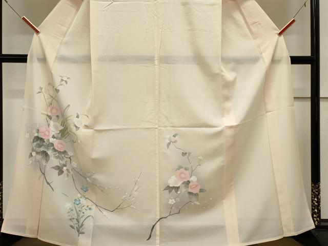 平和屋着物*夏物 訪問着 絽 友禅 枝花文 暈し染め ますいわ屋扱い 正絹 逸品 CABK0878ou