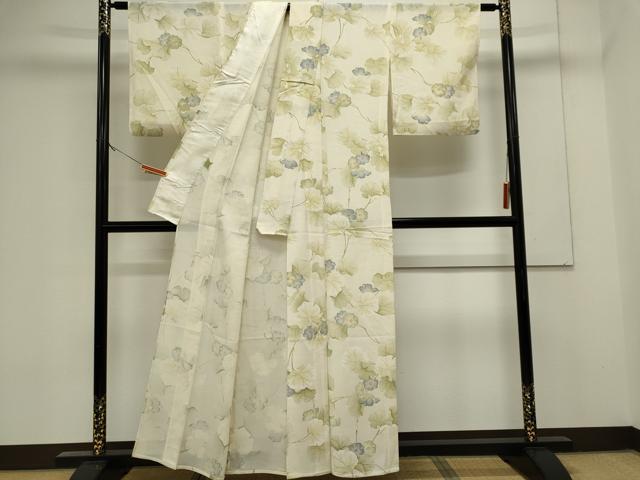 平和屋着物*夏物 小紋 絽 手描き 草花文 正絹 逸品 CABK0884ou