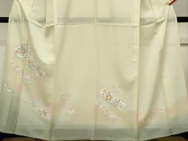 平和屋着物*夏物 訪問着 絽 花蝶文 暈し染め 銀彩 正絹 逸品 CABK0892ou