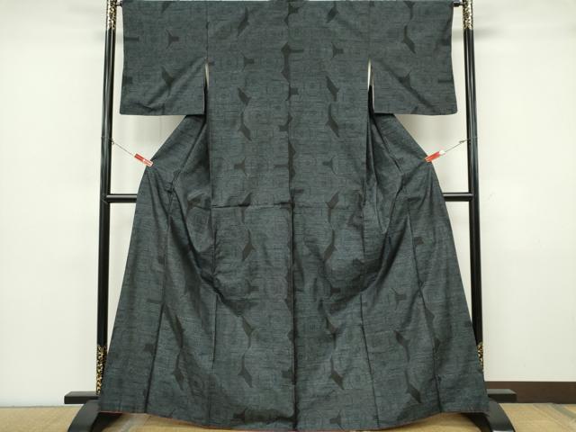 平和屋着物■本場大島紬 幾何学文 三越扱い 正絹 逸品 CABK0903ou