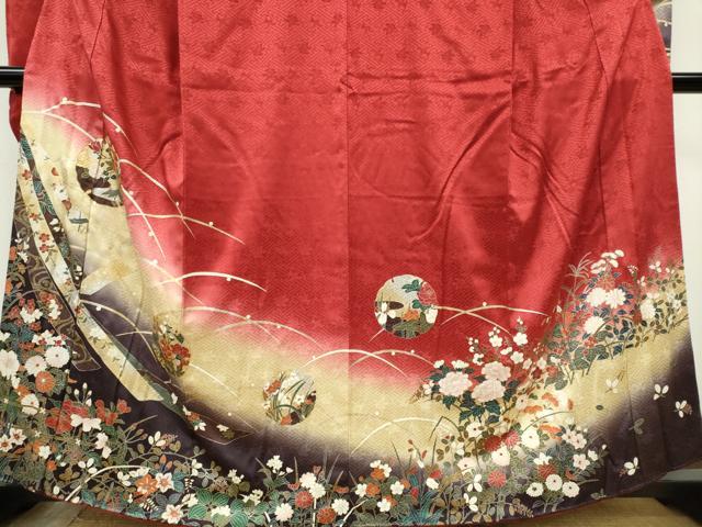 平和屋着物■豪華振袖 駒刺繍 雪輪舞蝶花鳥文 暈し染め 金銀彩 正絹 逸品 CABK0915ou