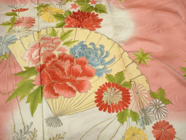 平和屋着物■豪華振袖 刺繍 檜扇花文 暈し染め 金銀糸 正絹 逸品 CABK0917ou