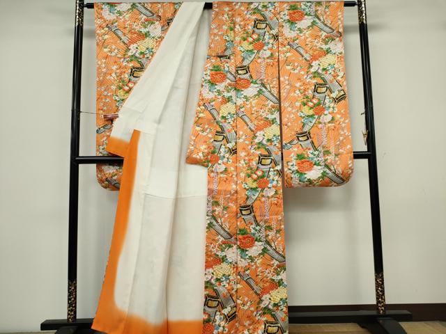 平和屋着物■豪華振袖 楽器花文 正絹 逸品 CABK0918ou