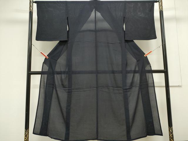 平和屋着物*夏物 色無地 絽縮緬 濃紺色 正絹 逸品 CABK0930ou