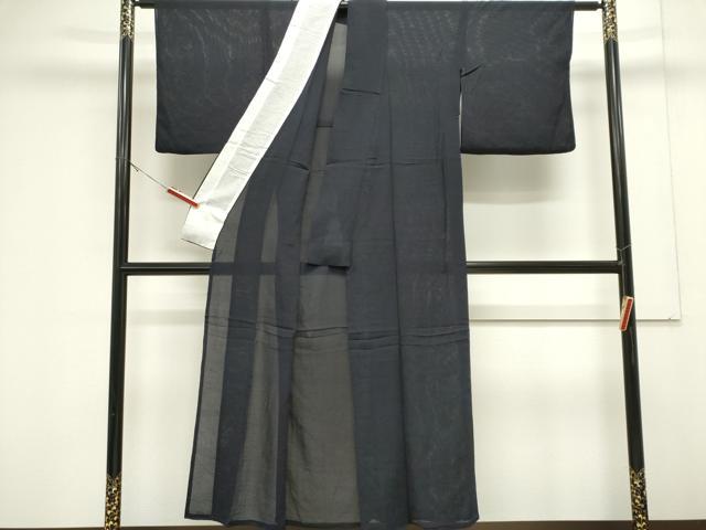 平和屋着物*夏物 色無地 絽縮緬 濃紺色 正絹 逸品 CABK0930ou