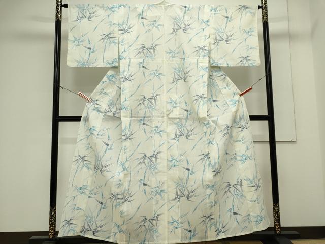 平和屋着物*夏物 小紋 紗 縮織 笹竹文 CABK0931ou