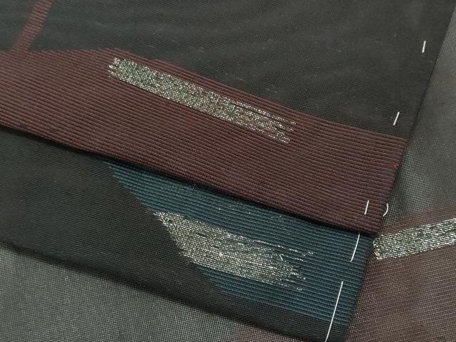 平和屋着物*夏物 小紋 紗 幾何学文 黒地 銀糸 正絹 逸品 未使用 CABK0938ou