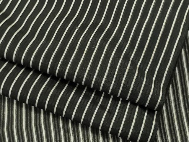 平和屋着物*夏物 お召 紗 縞 黒地 正絹 逸品 CABK0948ou