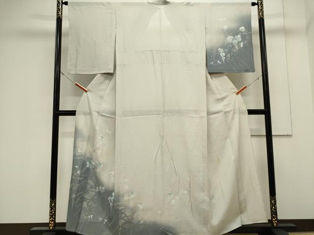 平和屋着物*夏物 訪問着 絽 葡萄蔦の葉文 シルエット 暈し染め 正絹 逸品 CABK0950ou
