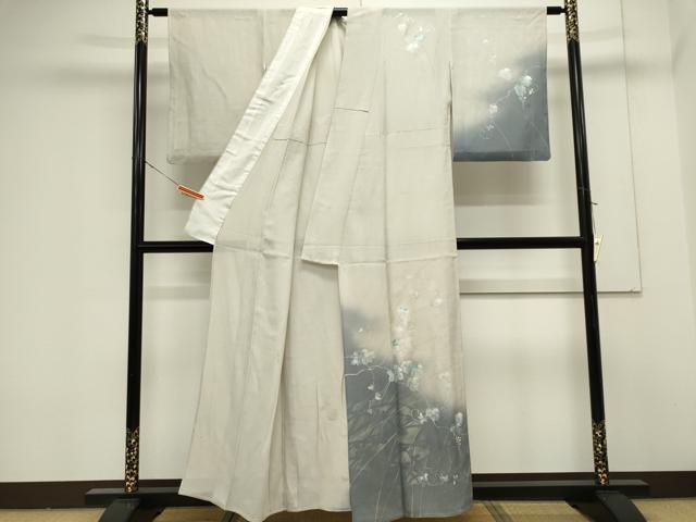 平和屋着物*夏物 訪問着 絽 葡萄蔦の葉文 シルエット 暈し染め 正絹 逸品 CABK0950ou