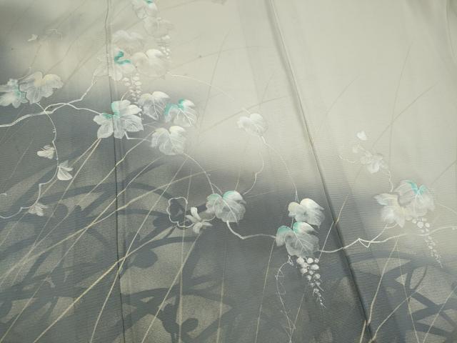 平和屋着物*夏物 訪問着 絽 葡萄蔦の葉文 シルエット 暈し染め 正絹 逸品 CABK0950ou