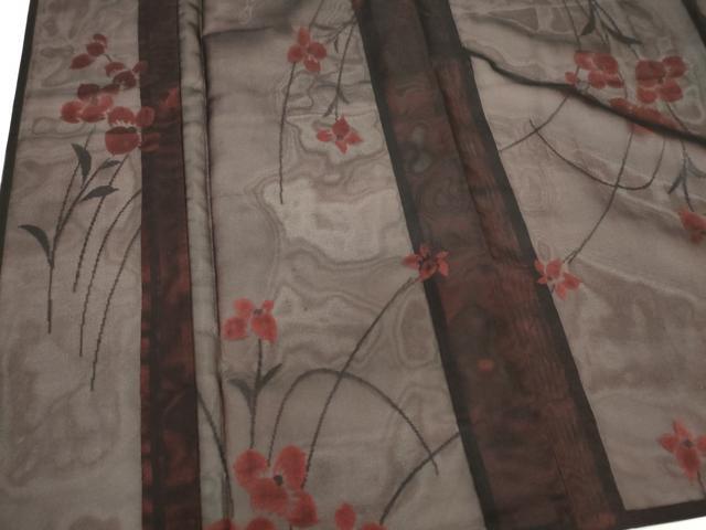 平和屋着物*夏物 小紋 紗 草花文 正絹 逸品 未使用 CABK0955ou