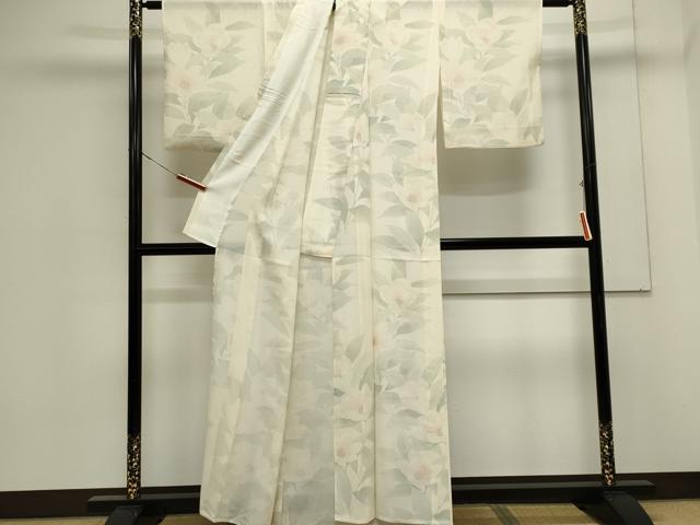 平和屋着物*夏物 小紋 絽 手描き 草花文 暈し染め 銀彩 正絹 逸品 CABK0956ou