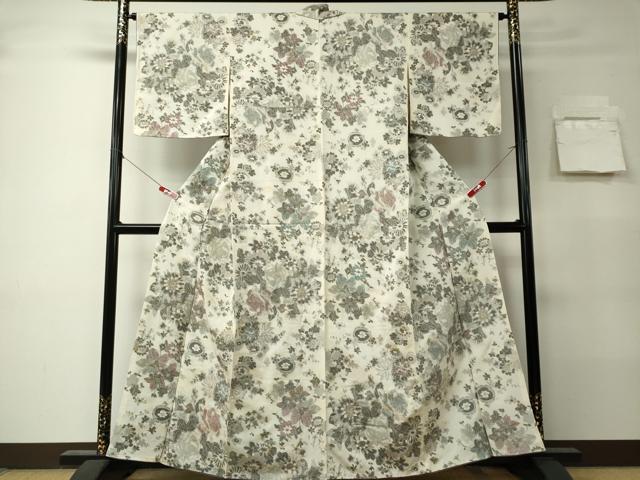 平和屋着物■上質な小紋 草花文 金糸 正絹 逸品 CABK0972ou