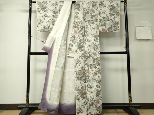 平和屋着物■上質な小紋 草花文 金糸 正絹 逸品 CABK0972ou