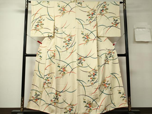 平和屋着物■上質な小紋 芝草梅松文 金彩 正絹 逸品 CABK0975ou