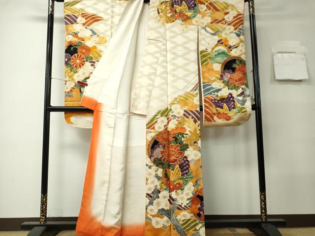 平和屋着物■豪華振袖 駒刺繍 花蝶丸文 金彩 正絹 逸品 CABK0984ou