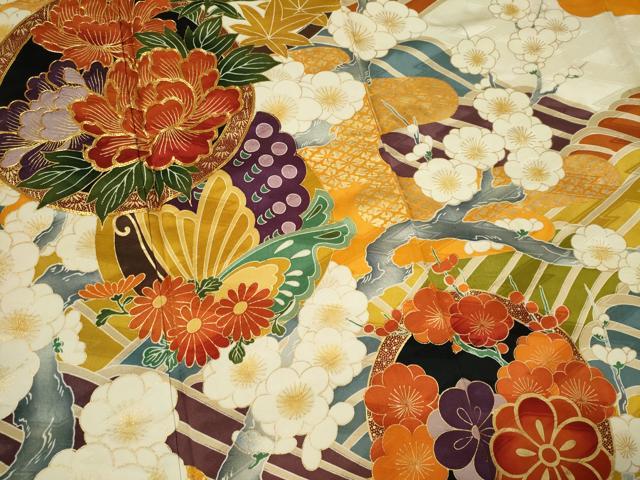 平和屋着物■豪華振袖 駒刺繍 花蝶丸文 金彩 正絹 逸品 CABK0984ou