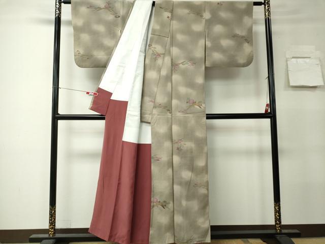 平和屋着物■上質な紬 型染め 風景文 暈し染め 正絹 逸品 CABK0985ou