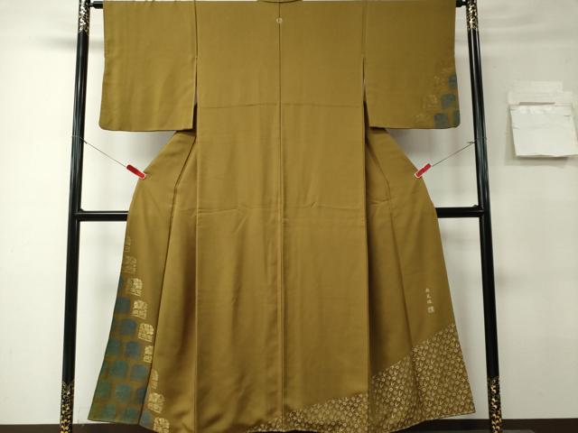平和屋着物■訪問着 作家物 寿光織 草花文 金糸 正絹 逸品 CABK0989ou