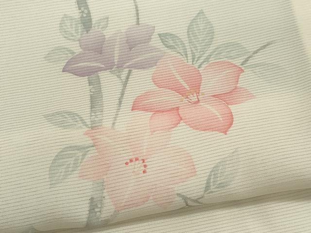 平和屋着物*夏物 小紋 絽 枝花文 正絹 逸品 CABK0992ou