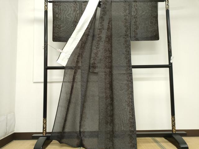 平和屋着物*夏物 本場大島紬 夏大島 草花文 黒地 正絹 逸品 CABK0996ou