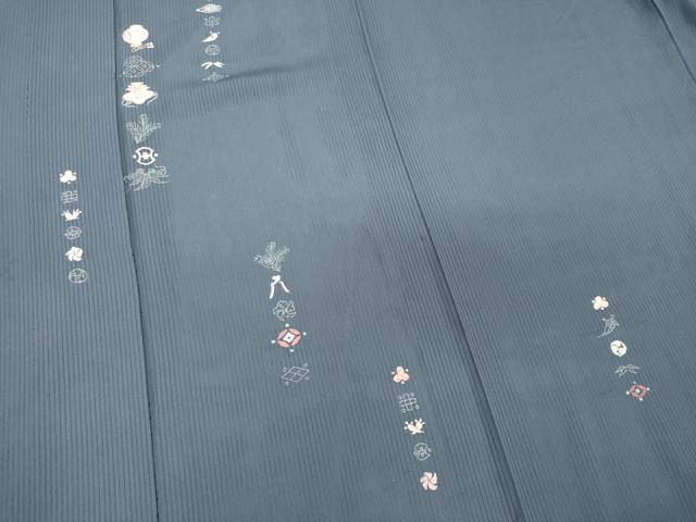 平和屋着物*夏物 訪問着 縦絽 刺繍 宝尽し 正絹 逸品 CABK1000ou