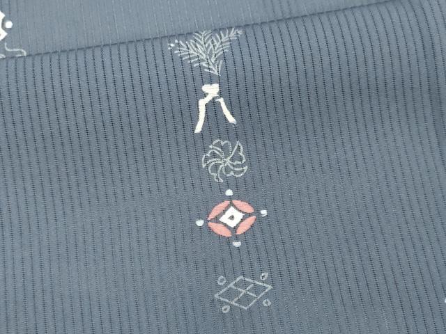 平和屋着物*夏物 訪問着 縦絽 刺繍 宝尽し 正絹 逸品 CABK1000ou