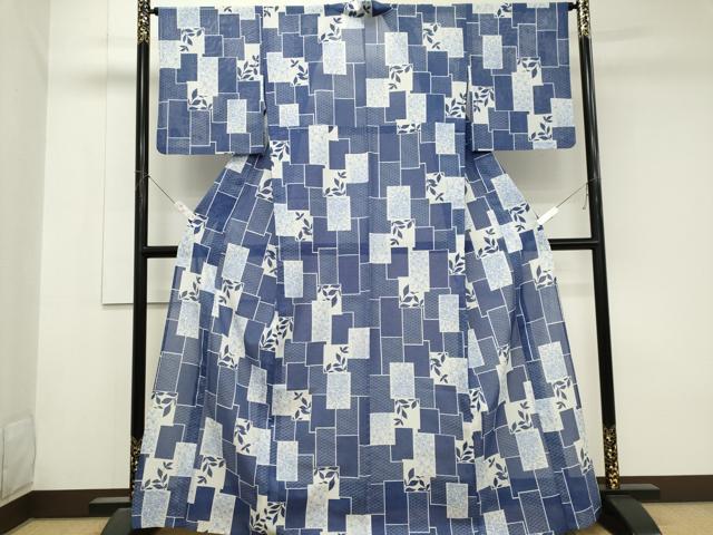 平和屋着物*夏物 小紋 絽 吉祥草花文 洗える着物 CABK1005ou