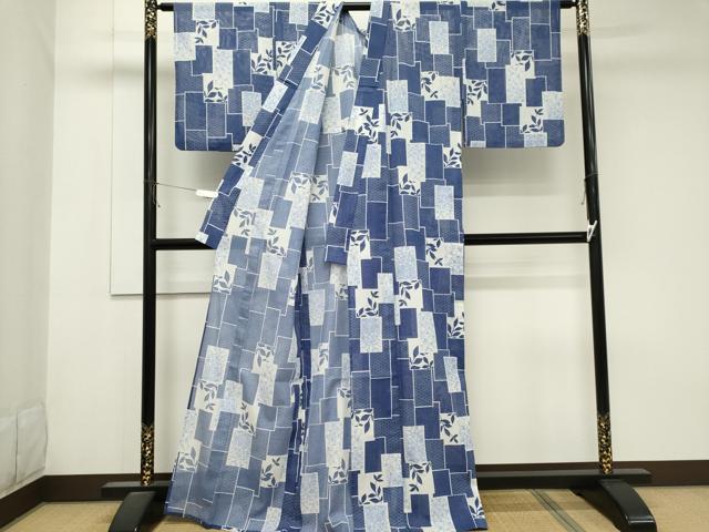 平和屋着物*夏物 小紋 絽 吉祥草花文 洗える着物 CABK1005ou