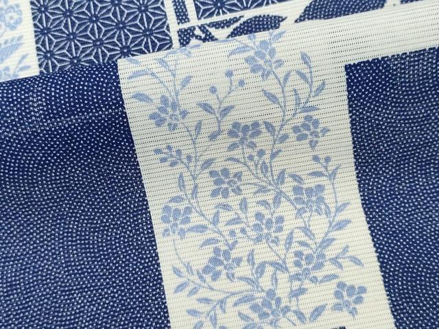 平和屋着物*夏物 小紋 絽 吉祥草花文 洗える着物 CABK1005ou