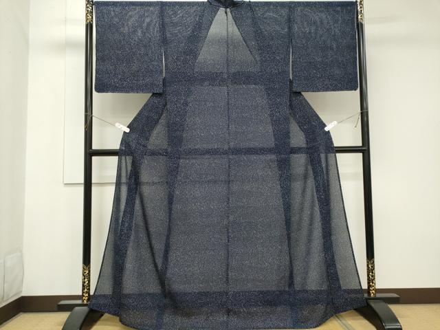 平和屋着物*夏物 小紋 紋絽 藍 霞文 正絹 逸品 CABK1019ou