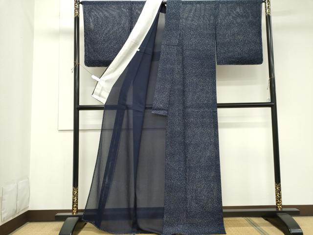 平和屋着物*夏物 小紋 紋絽 藍 霞文 正絹 逸品 CABK1019ou