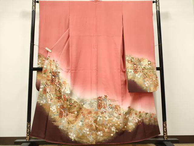 平和屋着物■豪華振袖 御所車花文 金銀彩 正絹 逸品 CABK1024ou