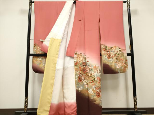 平和屋着物■豪華振袖 御所車花文 金銀彩 正絹 逸品 CABK1024ou