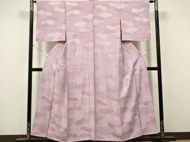 平和屋着物■上質な色無地 雲取り地紋 紅藤色 正絹 逸品 CABK1054ou