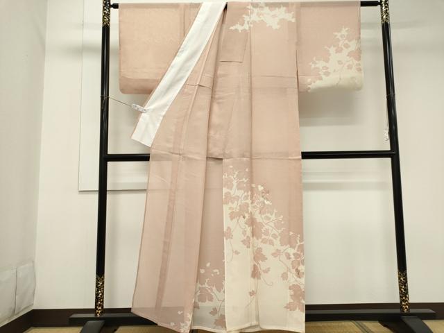 平和屋着物*夏物 訪問着 紗 刺繍 蔦の葉シルエット 銀糸 正絹 逸品 CABK1060ou