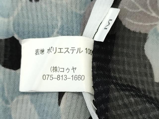 平和屋着物*夏物 小紋 紗 枝花文 黒地 洗える着物 CABK1070ou