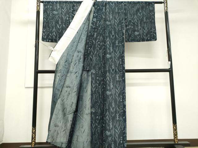 平和屋着物*夏物 風通お召 紗 草花文 正絹 逸品 CABK1074ou