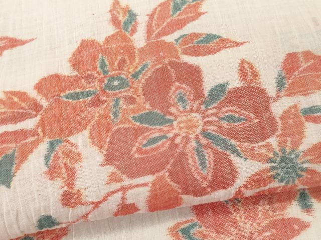 平和屋着物*夏物 本場小千谷ちぢみ 草花文 麻 逸品 CABK1078ou