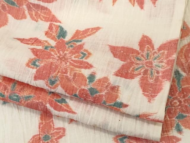 平和屋着物*夏物 本場小千谷ちぢみ 草花文 麻 逸品 CABK1078ou