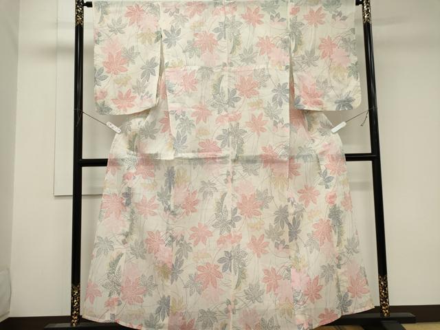 平和屋着物*夏物 本場小千谷ちぢみ 舞花文 麻 逸品 CABK1079ou